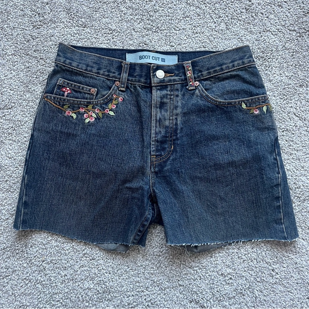 Embroidered Denim Boot Cut Women Shorts